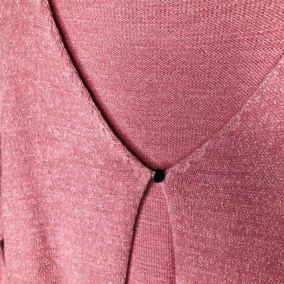 Casual Studio Small Women Pink Cardigan Open Front 3/4 Sleeve Topper Button Top - Picture 4 of 8